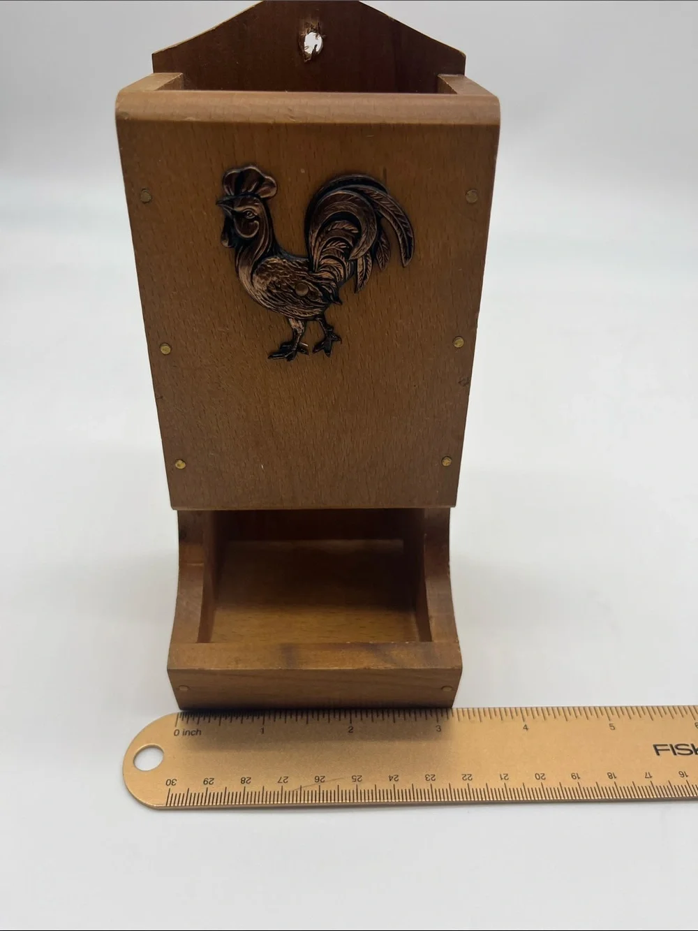 Vintage wooden Rooster matchbox holder